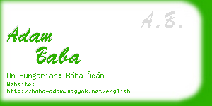 adam baba business card