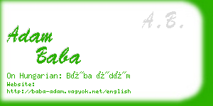 adam baba business card